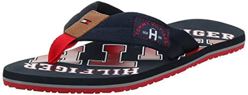 Tommy Hilfiger Herren ESSENTIAL TH BEACH SANDAL Zehentrenner, Blau (Midnight 403), 43 EU